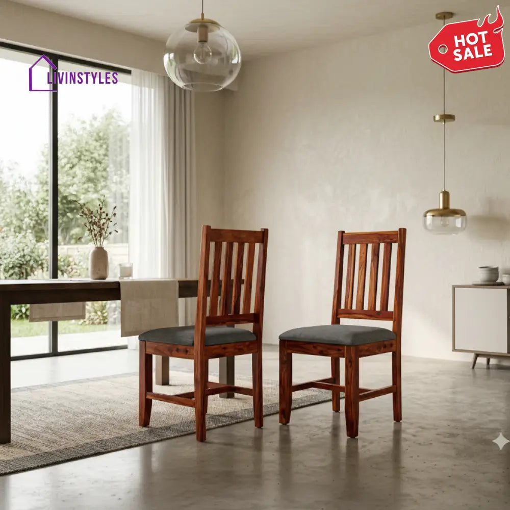 Isaac Sheesham Wood Dining Chairs - Set of 2 (Honey Finish)