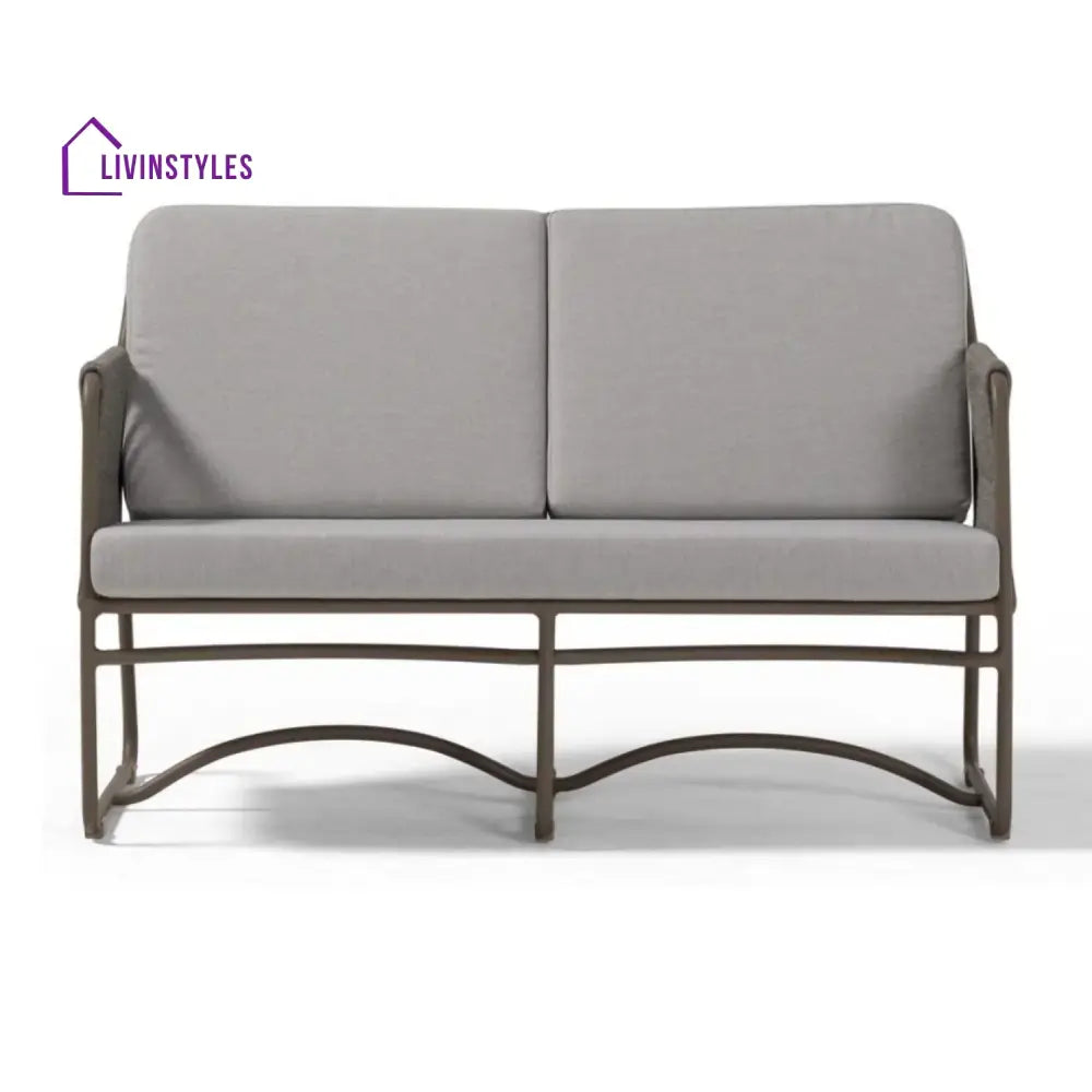 Isabeau Outdoor Rope Loveseat Sofa Set With Wooden Top Table - Sofa Set