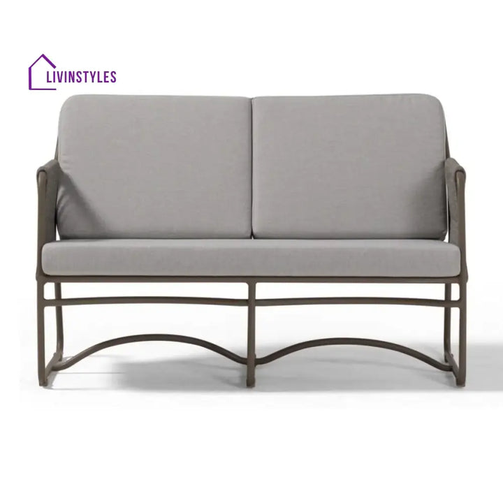 Isabeau Outdoor Rope Loveseat Sofa Set With Wooden Top Table - Sofa Set