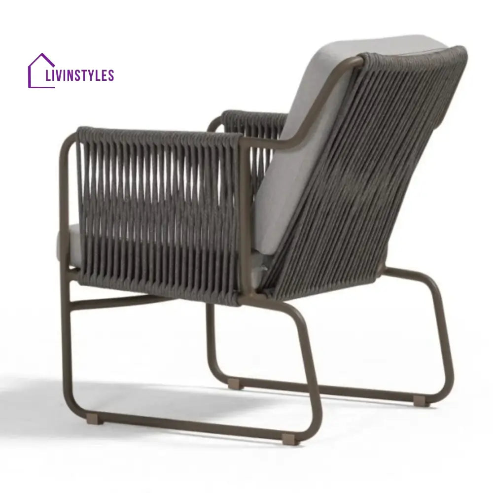 Isabeau Outdoor Rope Loveseat Sofa Set With Wooden Top Table - Sofa Set
