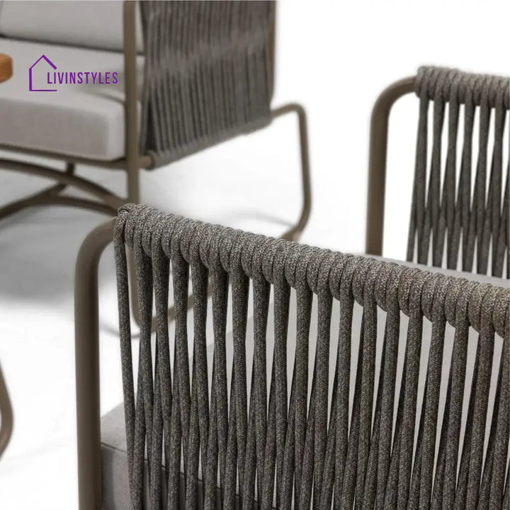 Isabeau Outdoor Rope Loveseat Sofa Set With Wooden Top Table - Sofa Set