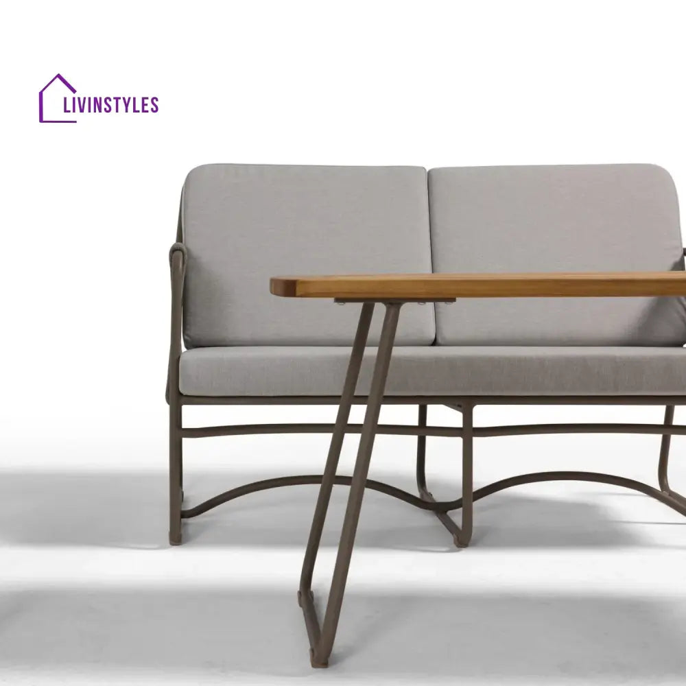 Isabeau Outdoor Rope Loveseat Sofa Set With Wooden Top Table - Sofa Set