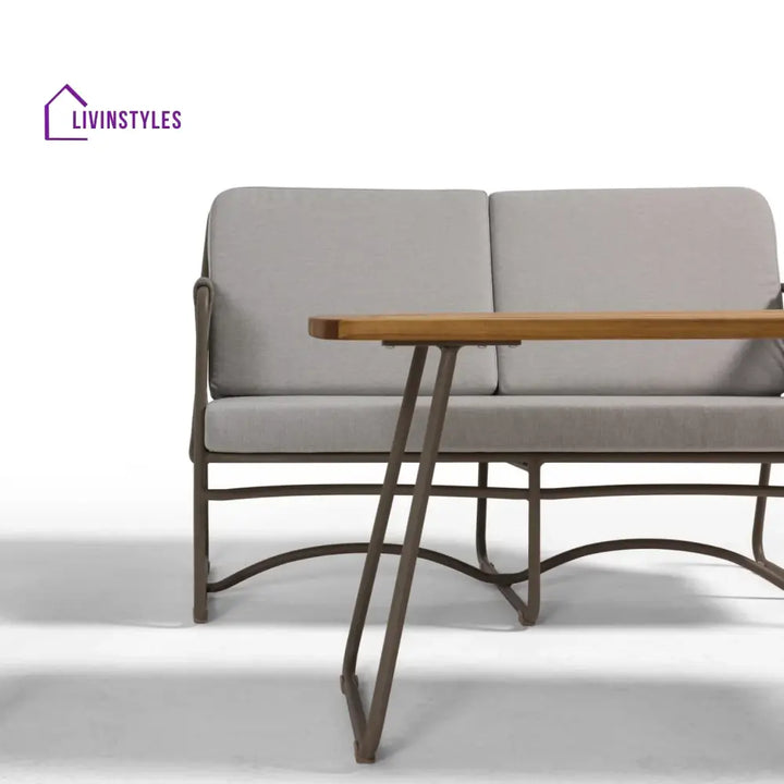 Isabeau Outdoor Rope Loveseat Sofa Set With Wooden Top Table - Sofa Set