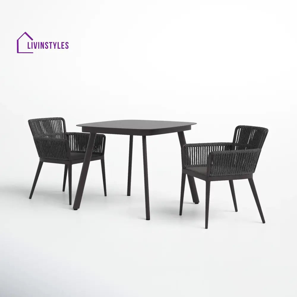 Isabel Outdoor Patio Seating Set 2 Chairs and 1 Table Set (Dark Brown) Braided & Rope - Coffee Table Sets