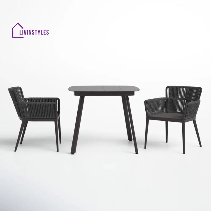 Isabel Outdoor Patio Seating Set 2 Chairs and 1 Table Set (Dark Brown) Braided & Rope - Coffee Table Sets