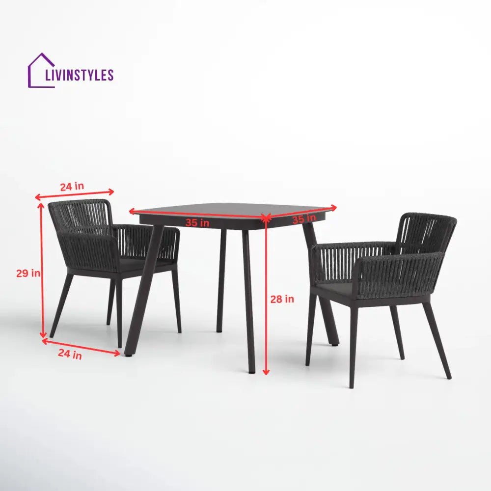Isabel Outdoor Patio Seating Set 2 Chairs and 1 Table Set (Dark Brown) Braided & Rope - Coffee Table Sets