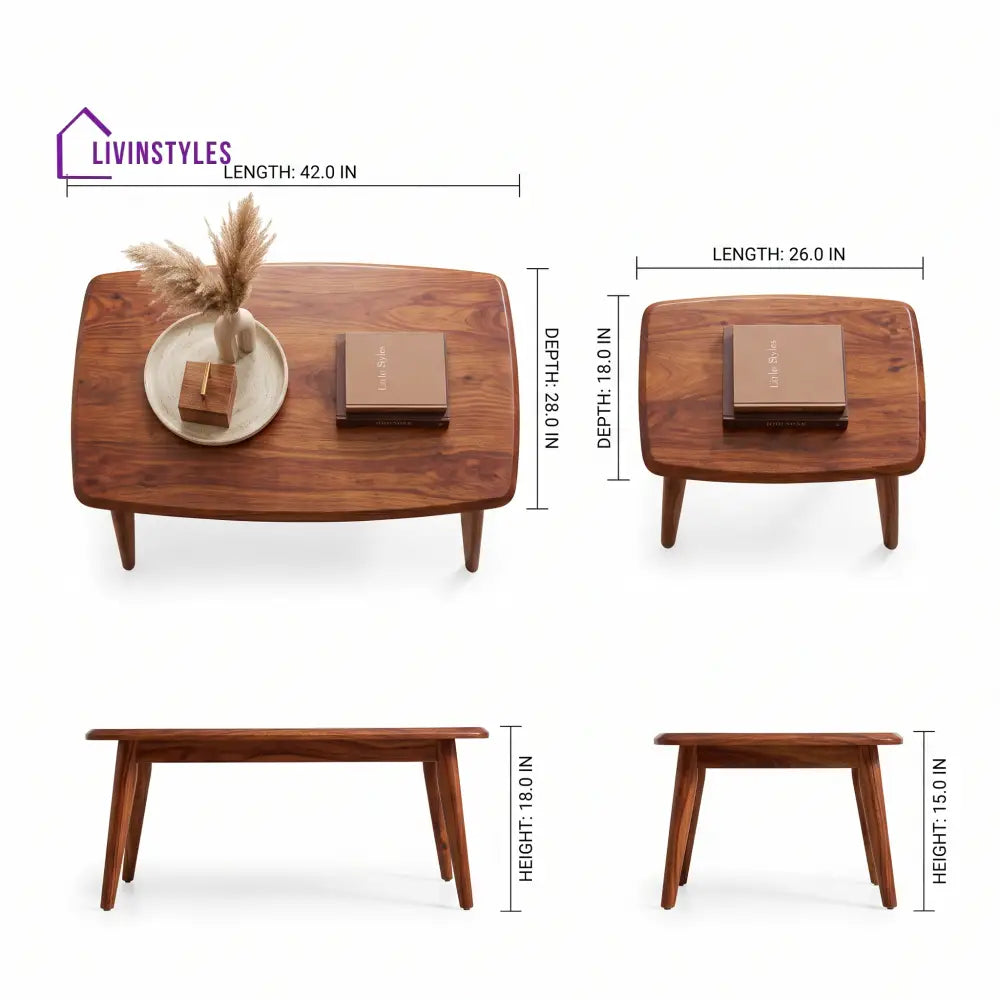Isabella Sheesham Wood Coffee Table Set | Wooden Nesting Tables