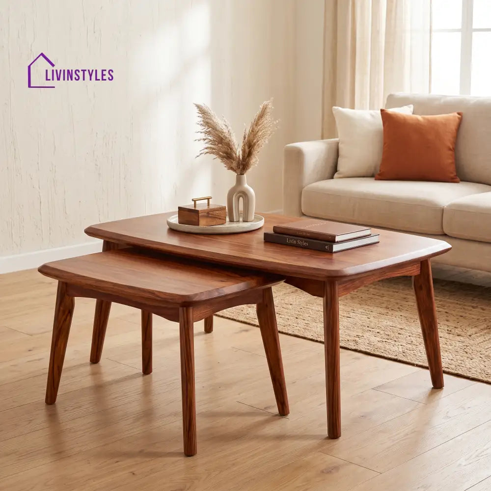 Isabella Sheesham Wood Coffee Table Set | Wooden Nesting Tables