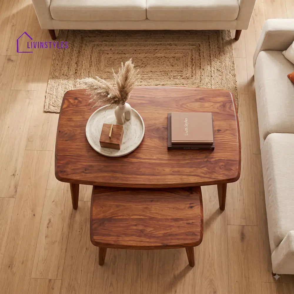 Isabella Sheesham Wood Coffee Table Set | Wooden Nesting Tables