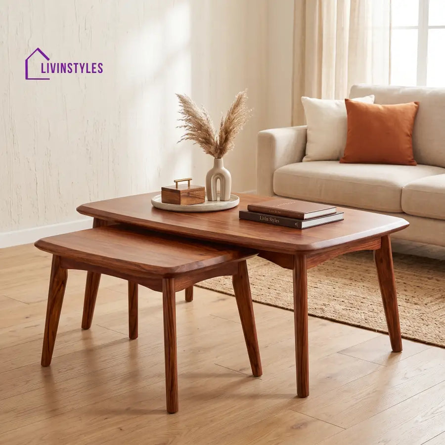 Isabella Sheesham Wood Coffee Table Set | Wooden Nesting Tables