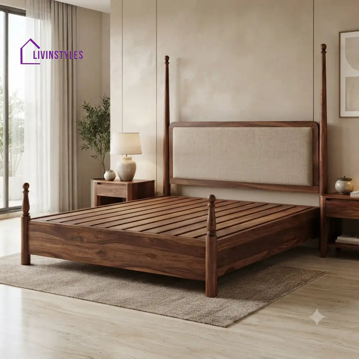 Isabella Solid Sheesham Wood Poster Bed Without Storage