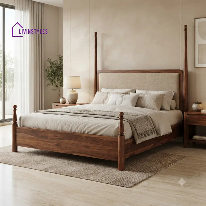 Isabella Solid Sheesham Wood Poster Bed Without Storage