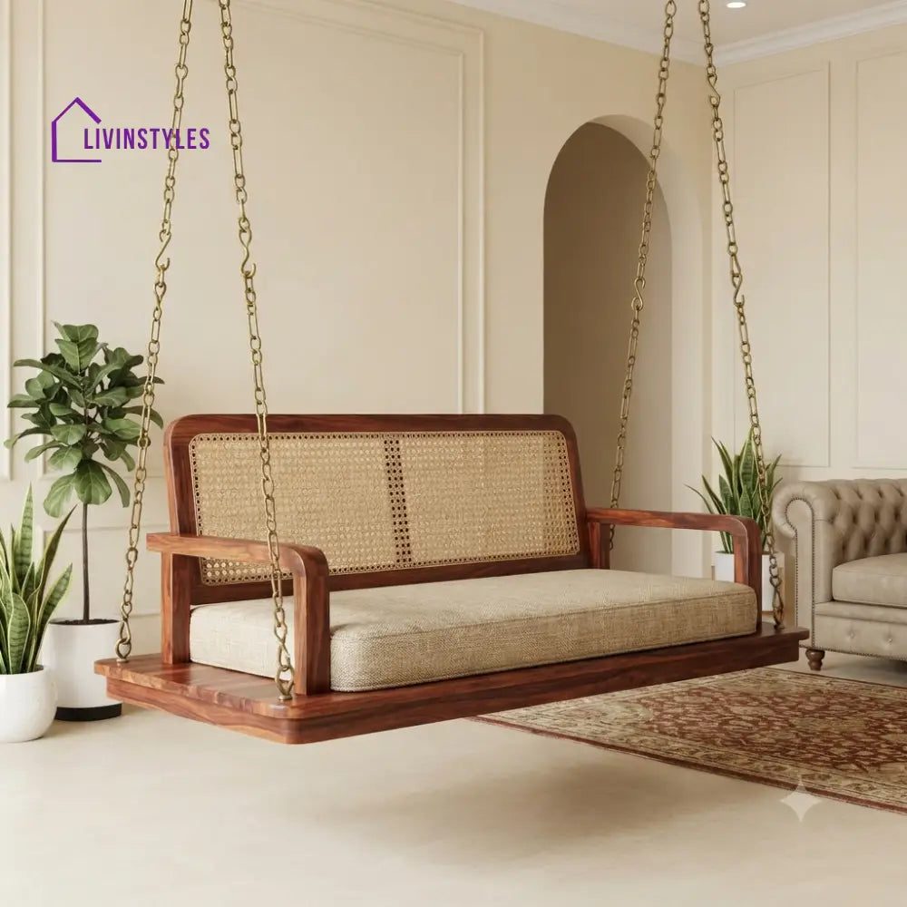 Isabelle 2 Seater Wooden Swing for Home | Wooden Jhula for home