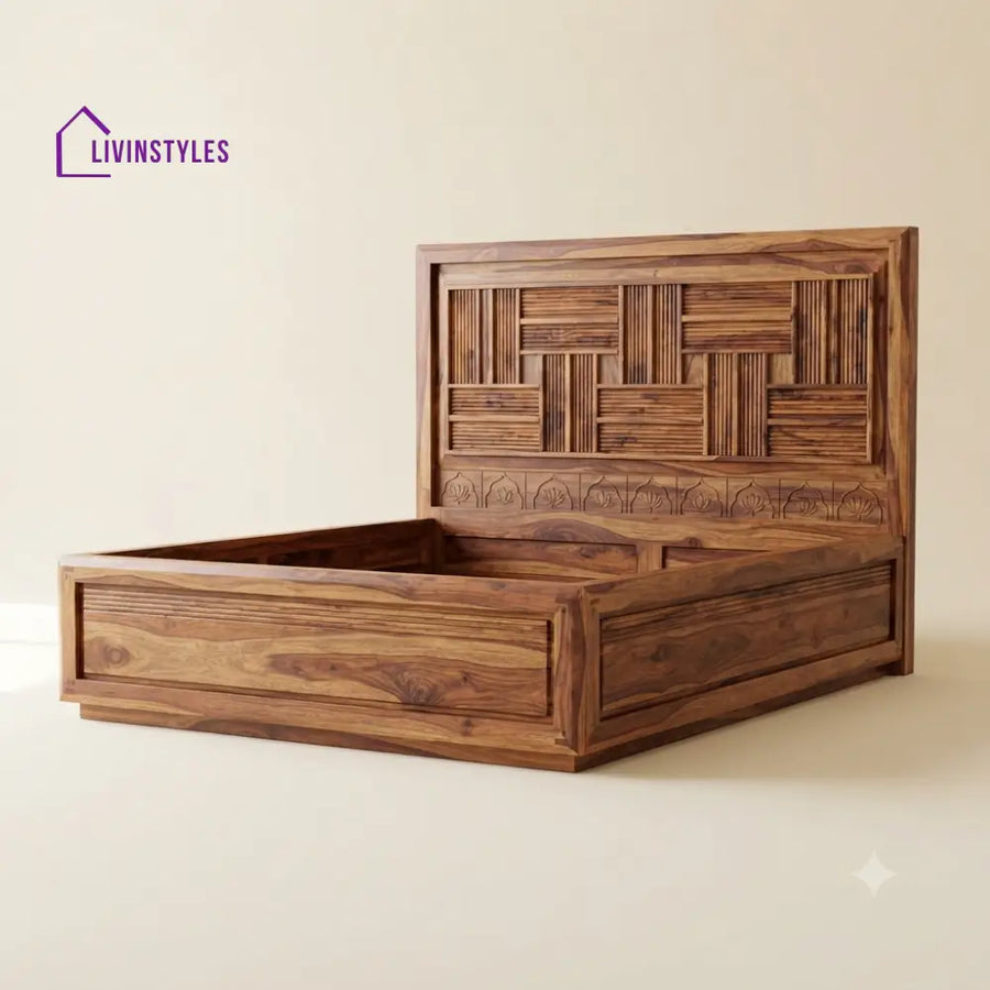 Isaiyarasi Sheesham Wood Bed With Box Storage | Wooden Bed