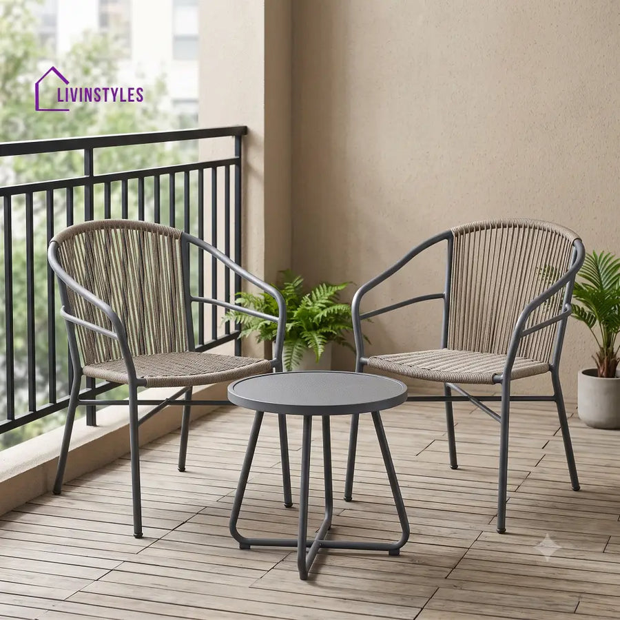 Isaline Outdoor Set 2 Chairs and 1 Table | Balcony Furniture Set