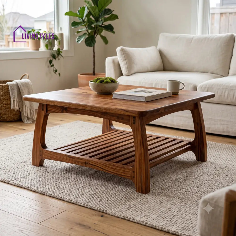 Isaline Wooden Coffee Table for Living Room | Tea Table | Teapoy | Center table