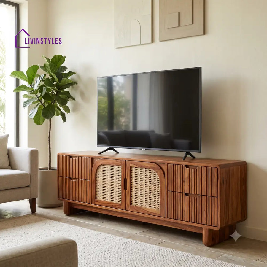 Isaure Solid Sheesham Wood Tv Unit for Living Room | Tv Cabinet | Tv Console Unit