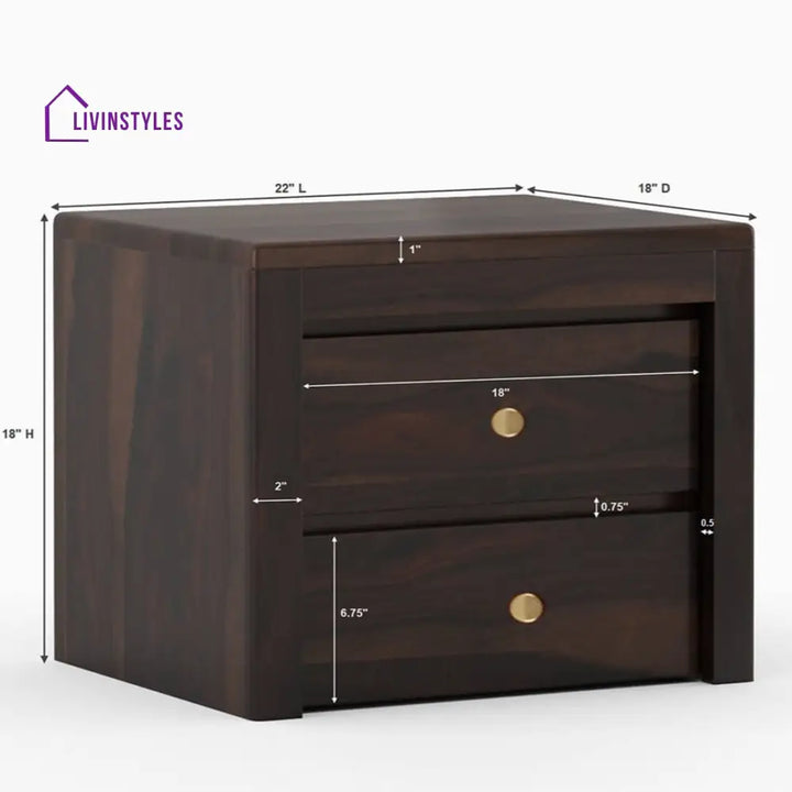 Rosewood 2 Drawer Nightstand