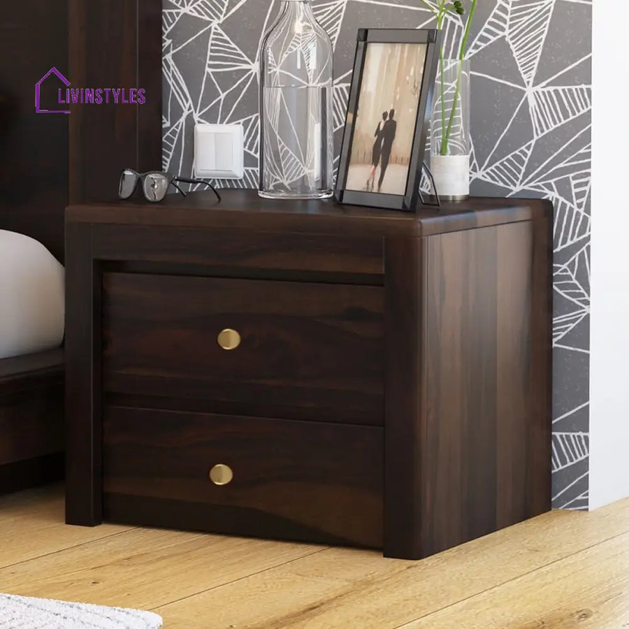 Rosewood 2 Drawer Nightstand Walnut Finish
