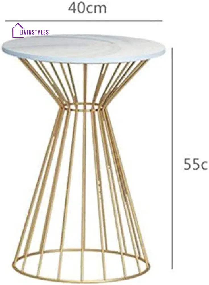 Isha Beautiful White Marble With Golden Base Side Table