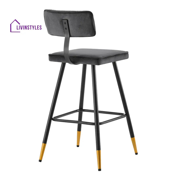 Charlecote Set of 2 Dark Grey Velvet Upholstered Bar Stools Bar stools