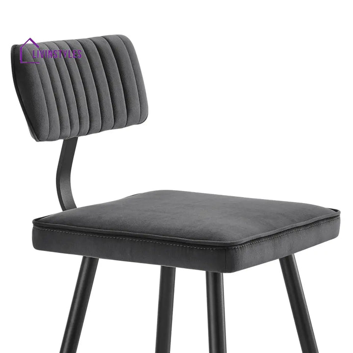 Charlecote Set of 2 Dark Grey Velvet Upholstered Bar Stools Bar stools