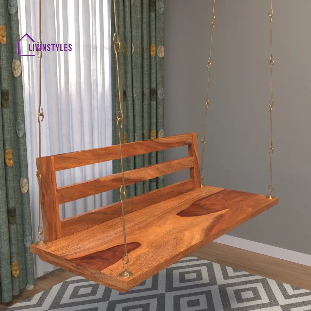 Isha Premium Strip Back Sheesham Wooden Swing for Home Swing