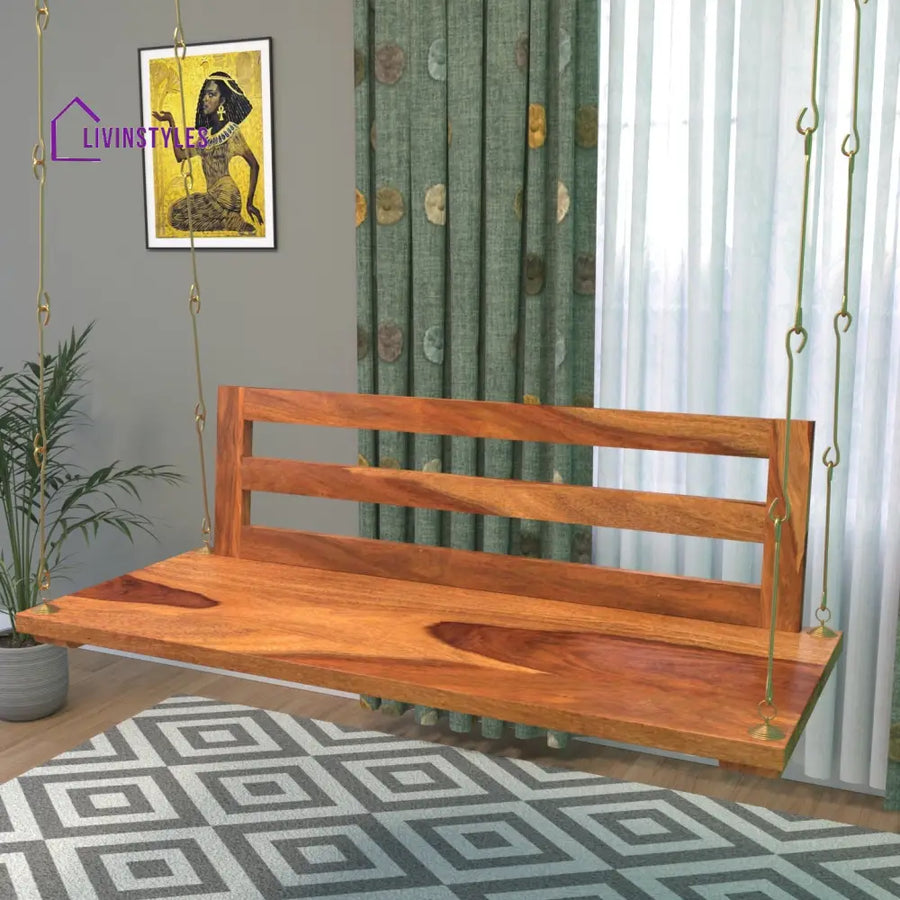 Isha Premium Strip Back Sheesham Wooden Swing for Home Swing