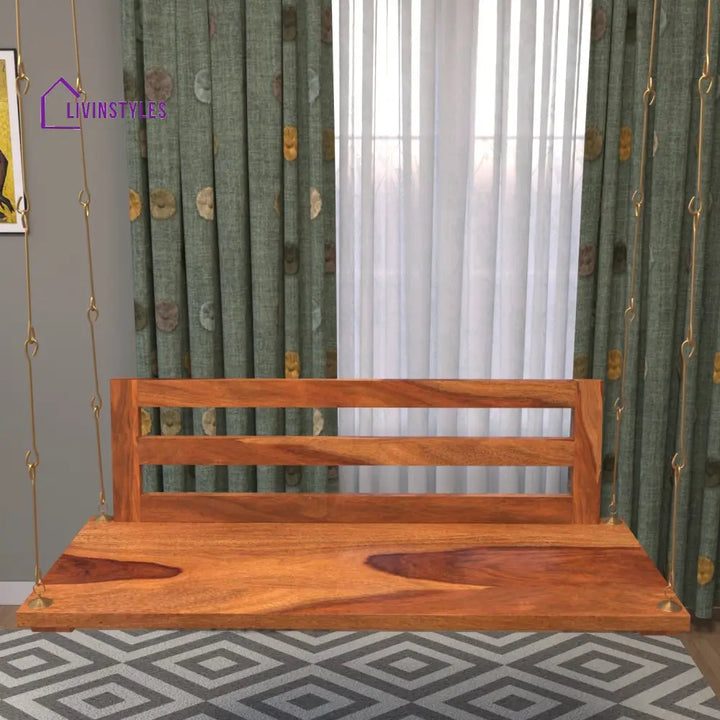 Isha Premium Strip Back Sheesham Wooden Swing for Home Swing