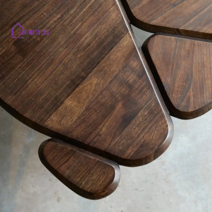 Ishaan Sheesham Wood & Iron Stand Free Form Coffee Table (Free Form W130 D80 H38 cm) Coffee Table