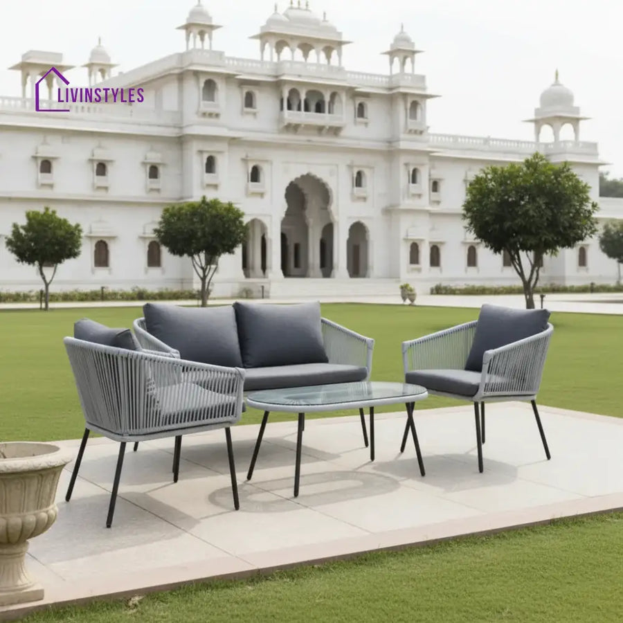 Ishan 4-Piece Outdoor Patio Conversation Sofa Set (Grey)