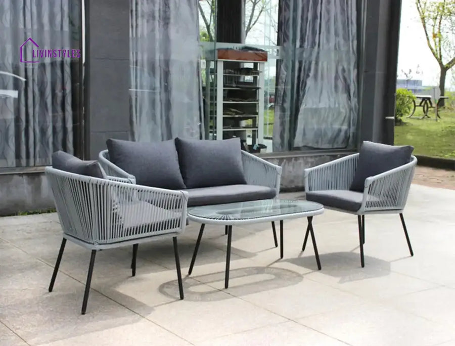 Ishan 4-Piece Outdoor Patio Conversation Sofa Set (Grey)