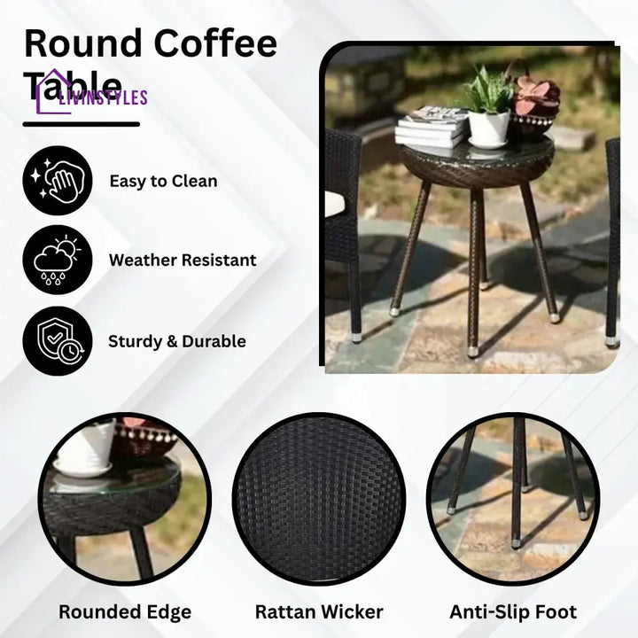 Ishani 3-Piece Outdoor Rattan Wicker Patio Set - Patio Set