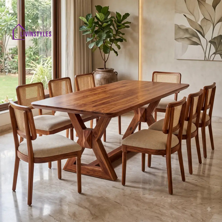 Ishani Premium Solid Wood 8 Seater Dining Table Set