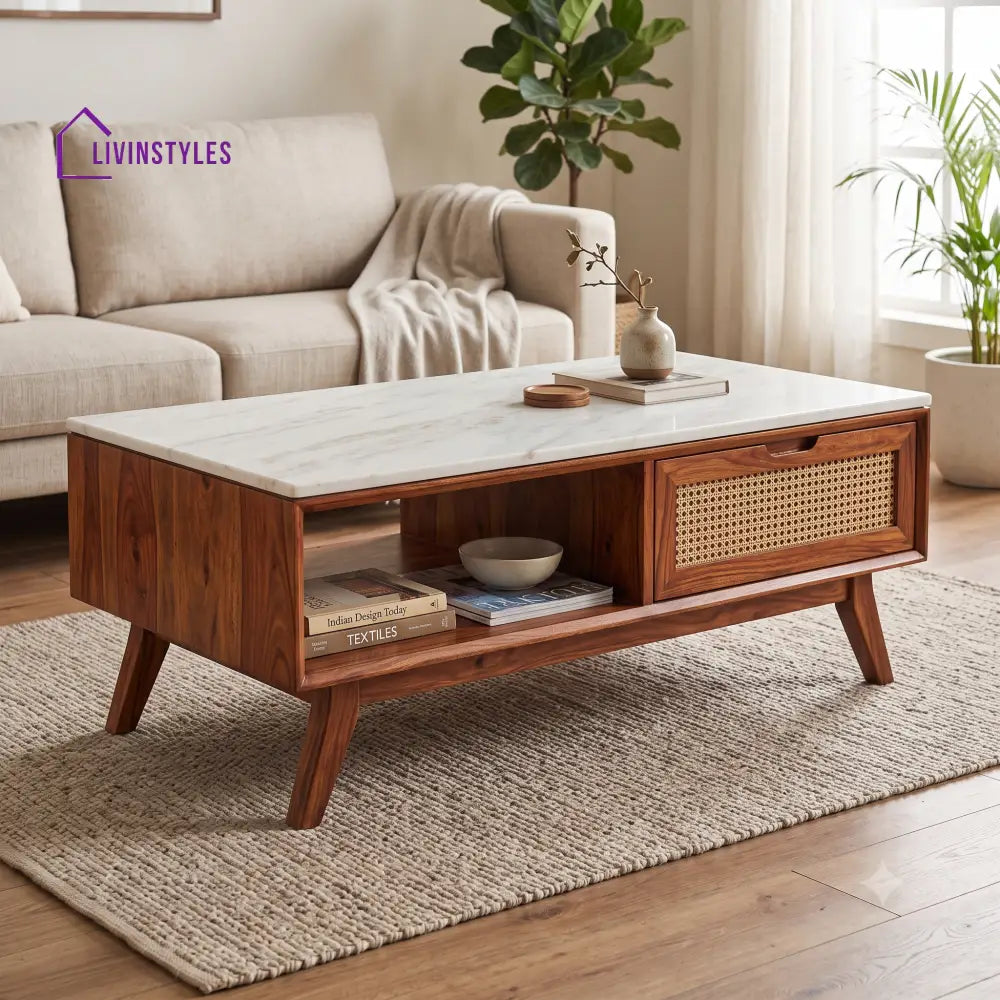 Ishani Premium Solid Wood Coffee Table for Living Room Online