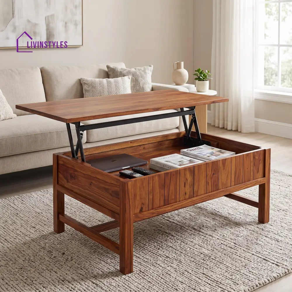 Ishani Sheesham Wood Lift Top Coffee Table for Living Room