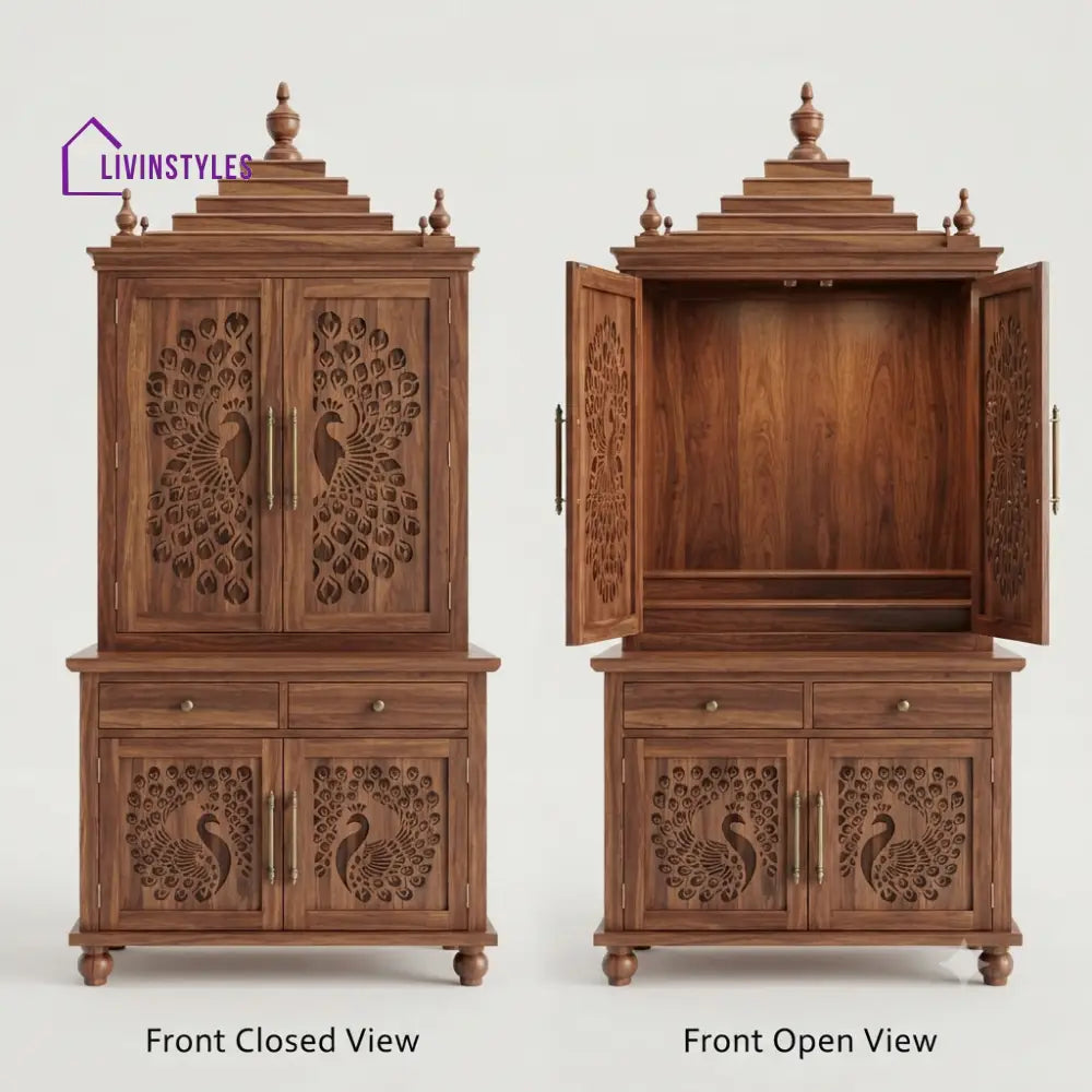 Ishanvi Premium Solid Wood Home Temple | Pooja Mandir for Home