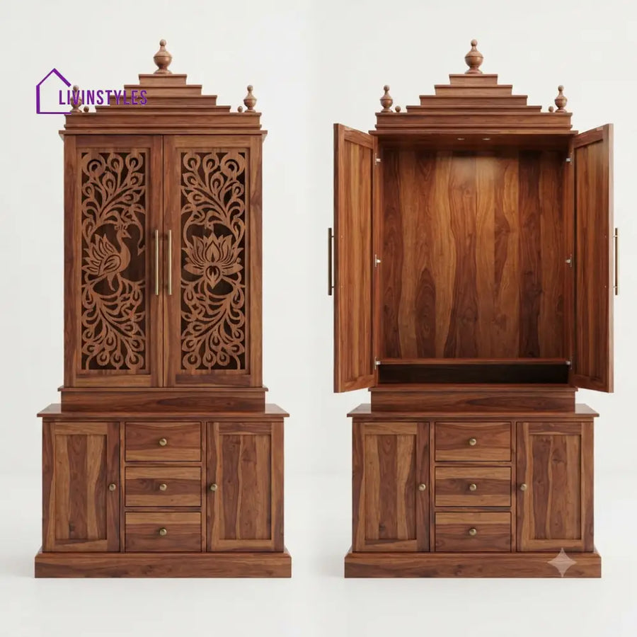 Ishika Premium Solid Wood Home Temple | Pooja Mandir for Home
