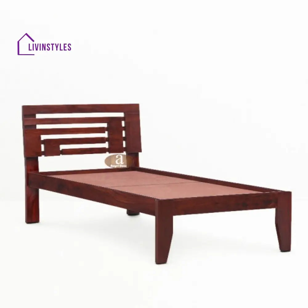 Ishika Solid Sheesham Wood Handmade Modern Single bed (Honey)