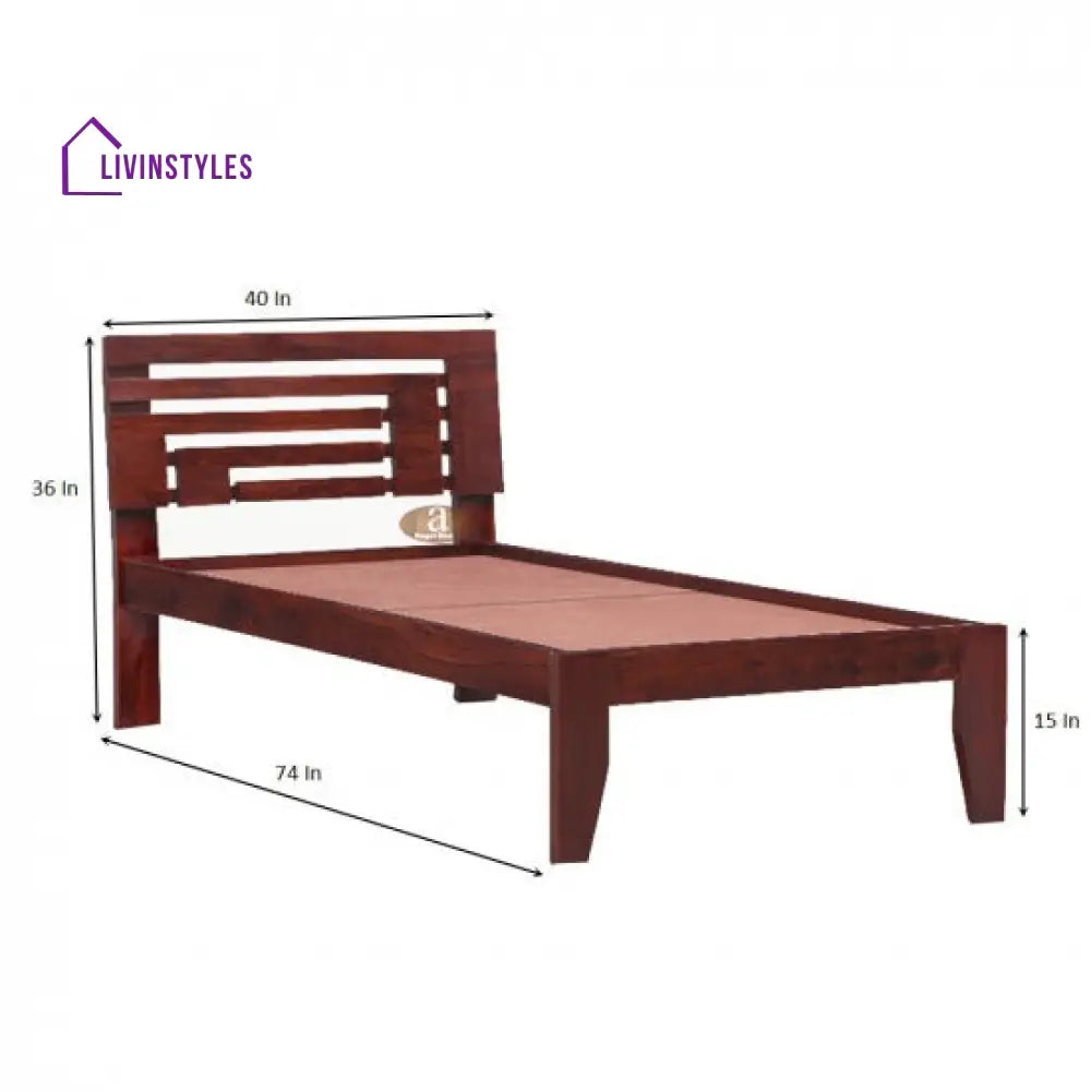 Ishika Solid Sheesham Wood Handmade Modern Single bed (Honey)