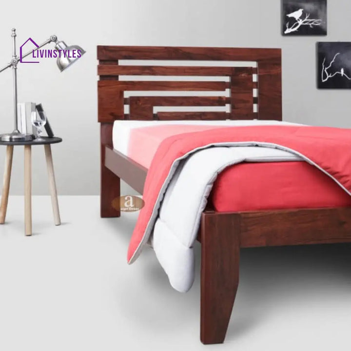 Ishika Solid Sheesham Wood Handmade Modern Single bed (Honey)