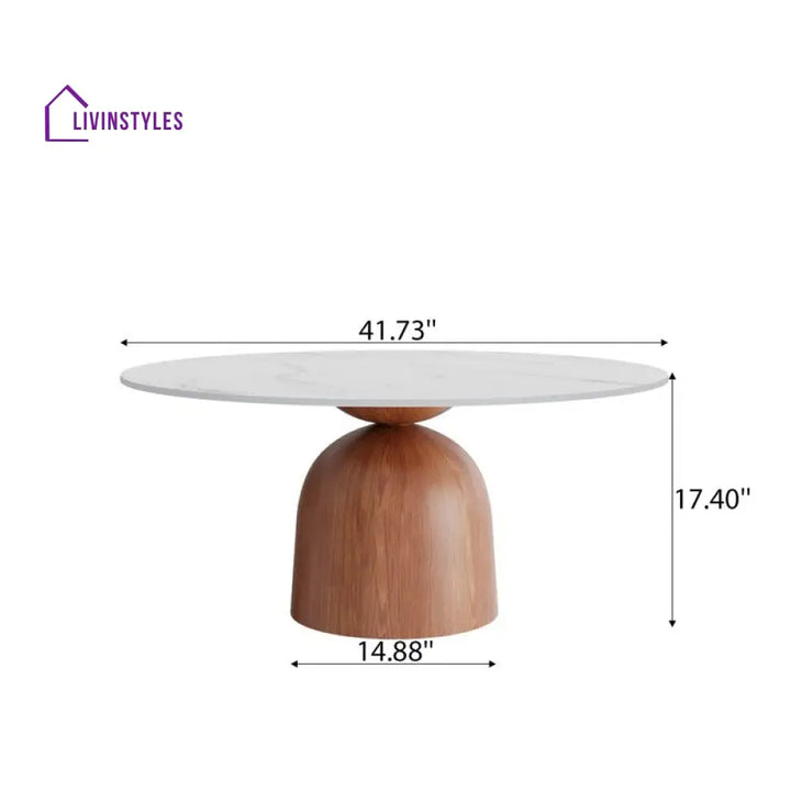 Ishika Solid Wood Coffee Table with Marble Top for Living Room
