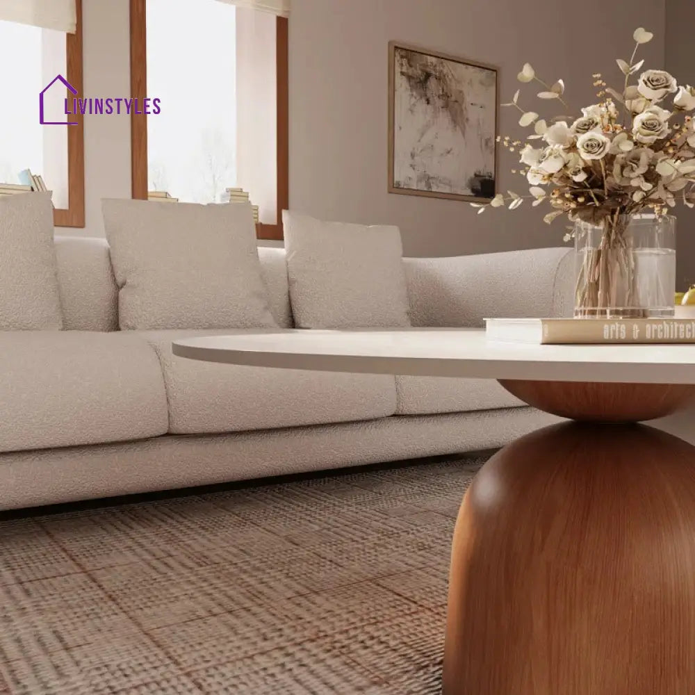 Ishika Solid Wood Coffee Table with Marble Top for Living Room