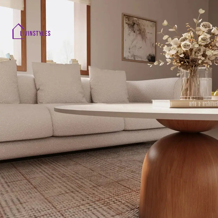 Ishika Solid Wood Coffee Table with Marble Top for Living Room