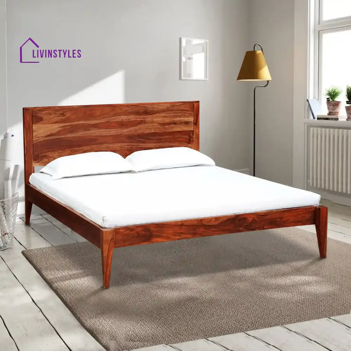 Kim Solid Wood Sheesham Beds Queen / Honey Bed without storage