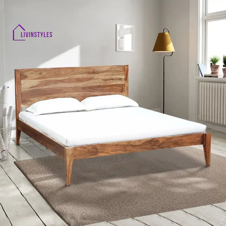 Kim Solid Wood Sheesham Beds Queen / Natural Bed without storage