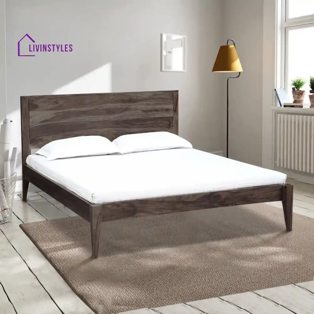 Kim Solid Wood Sheesham Beds Queen / Walnut Bed without storage