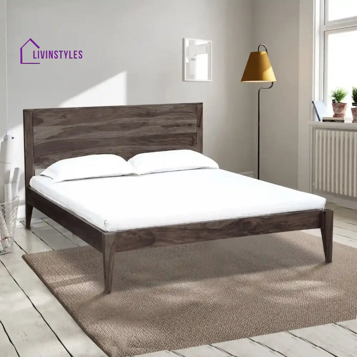 Kim Solid Wood Sheesham Beds Queen / Walnut Bed without storage