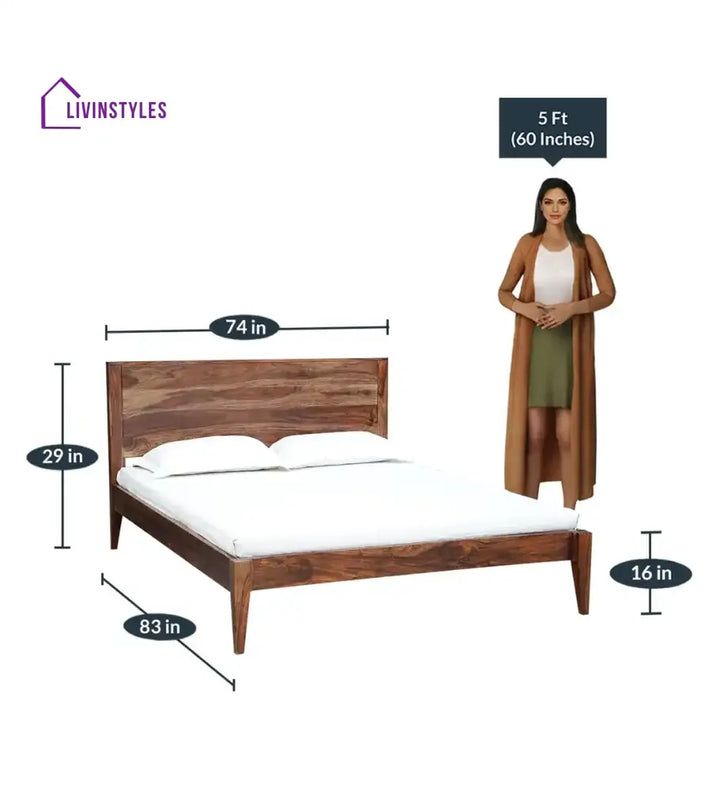 Kim Solid Wood Sheesham Beds Bed without storage