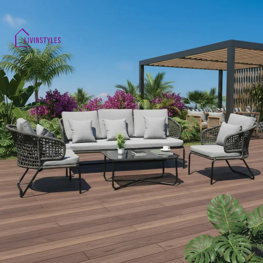 Ishira Outdoor 5 Seater Rope Conversation Sofa Set - Sofa Set